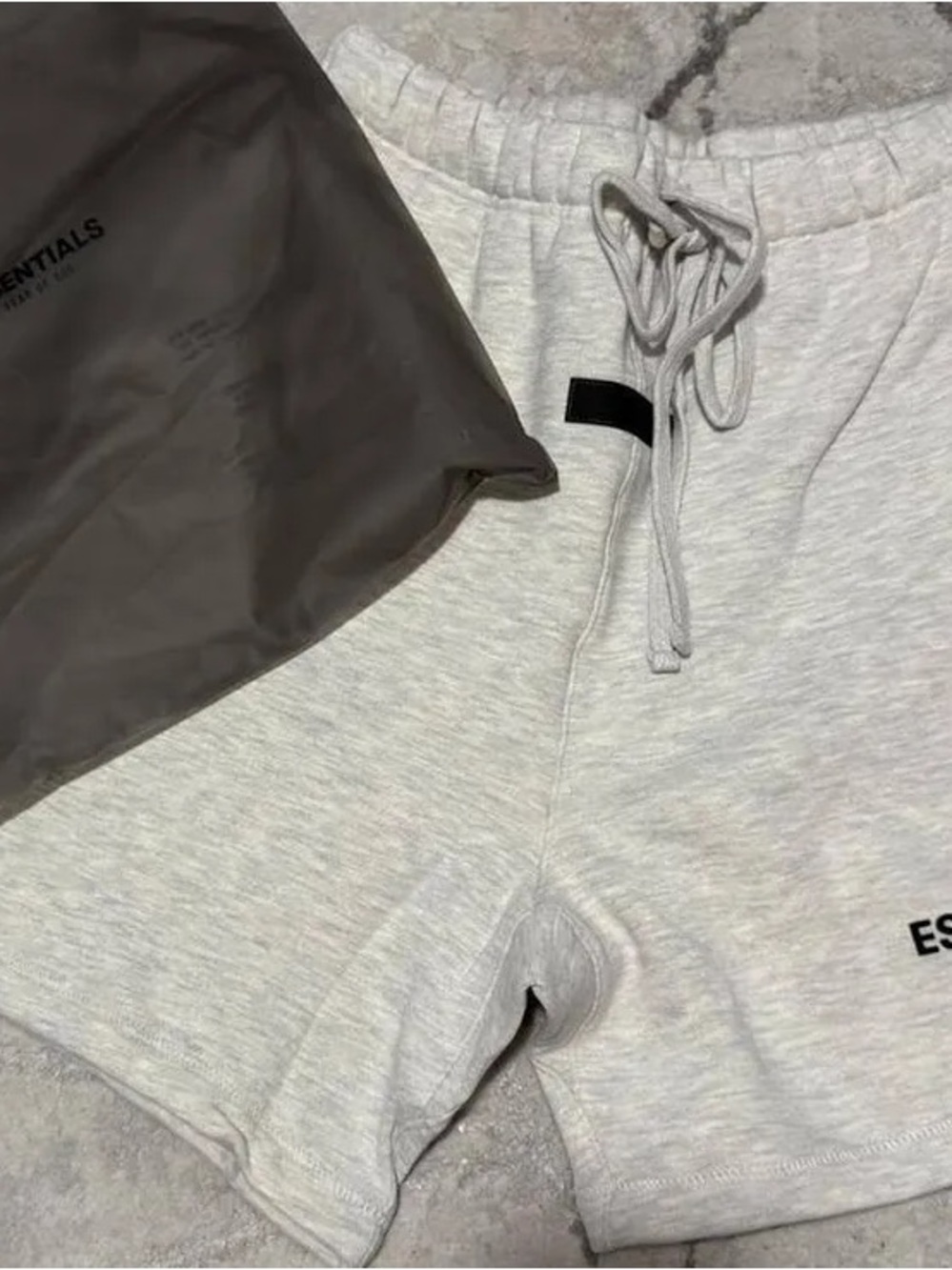 Fear of God Light Gray ESSENTIALS Men’s Cotton Drawstring Shorts